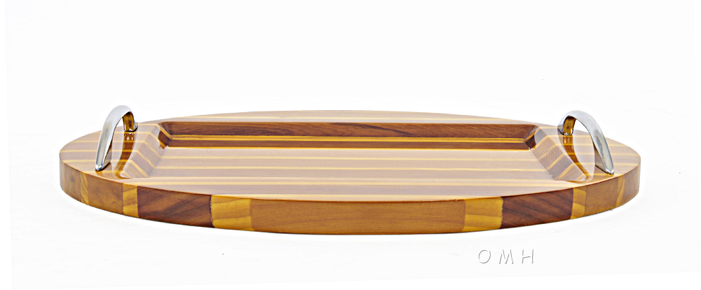 Old Modern Handicrafts - 12-Inches Christ Craft Oval Tray with Metal Handles - 100% Handmade from Red Cedar Wood and Fiberglass - 12.5L x 8.5W x 2H Inches