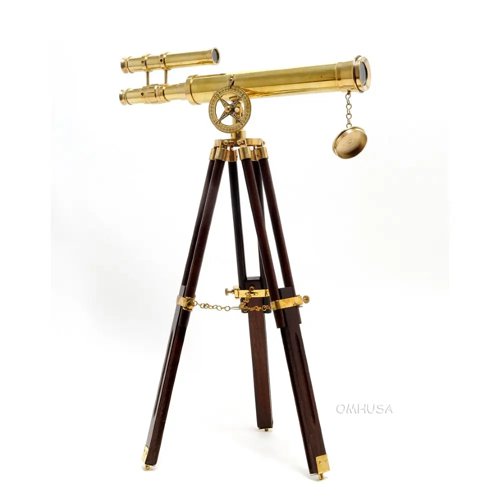 Old Modern Handicrafts  -18" Telescope with Stand Harbor Telescope Replica Featuring Magnifying Power of 6X - an Antique Nautical Decoration Piece - 17.5L x 2.3W x 26.0H Inches