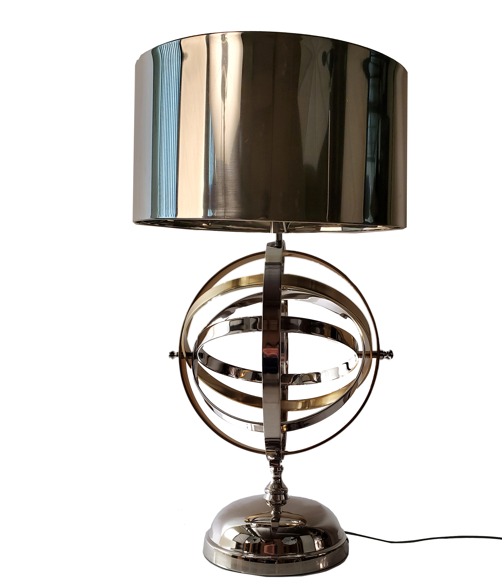 Old Modern Handicrafts - Aluminum Armillary Table Lamp, with Rotating Silver and Gold Armillary Rings - 30L x 17W x 17H Inches