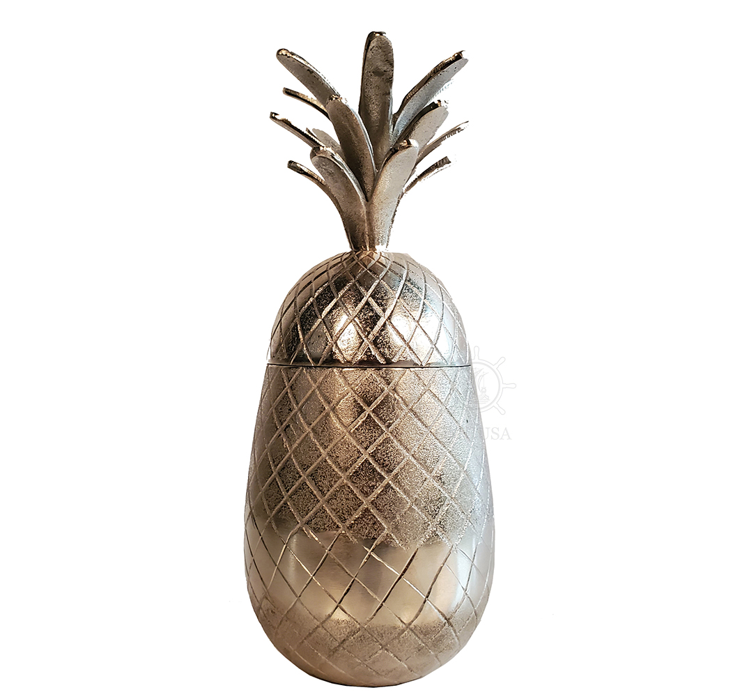 Old Modern Handicrafts - Aluminum Pineapple Storage Décor Unique Decoration Piece for Nautical Summer Decor - 14L x 5.5W x 5.5H Inches