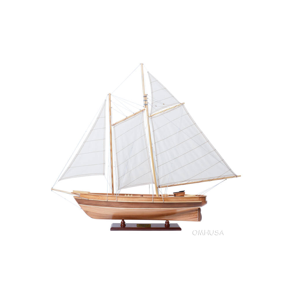 Old Modern Handicrafts - America Sailboat Model - Collectible Wooden Scale Model - Small - Made from Premium Wood - 33.0L x 5.5W x 28.0H Inches