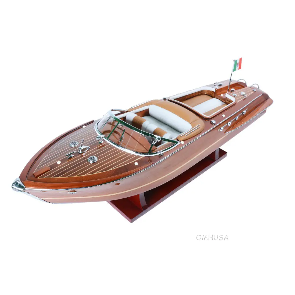Old Modern Handicrafts - Aquarama Italy Speedboat Model - Medium - Highly Detailed Wood Scale Model Handcrafted from Premium Quality Wood - ( Fully Assembled ) 27L x 8W x 7H Inches