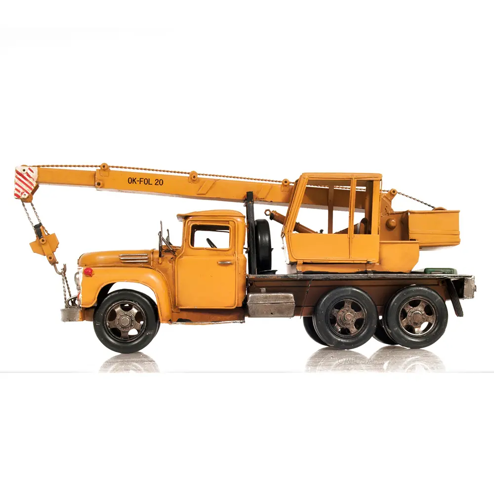 Old Modern Handicrafts - Ar003, Metal Handmade Crane Truck Model, 18 X 5 X 7.5 Inches - Multicolored