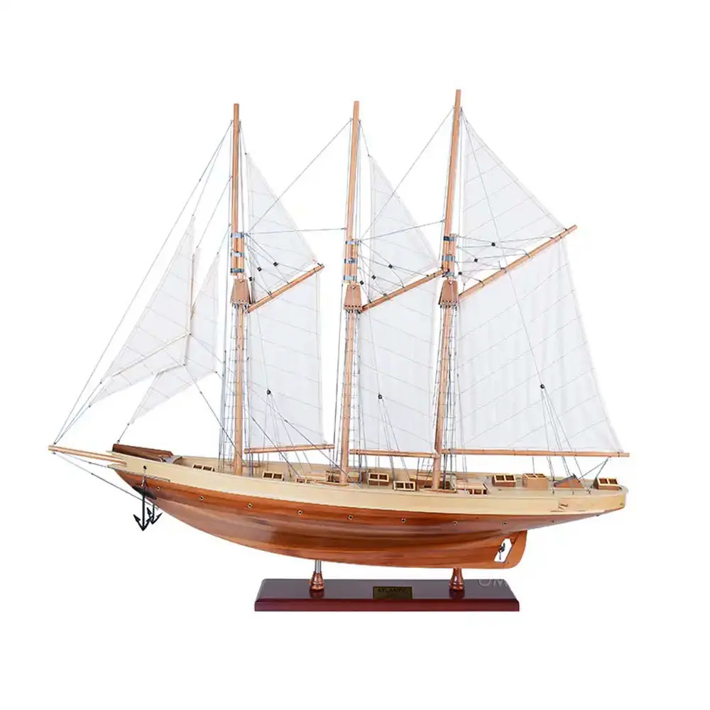 Old Modern Handicrafts - Atlantic Yacht Model Wooden Model Yacht Handcrafted Wooden Sailboat Model Exquisite Nautical Décor for Home & Office - 38.0L x 8.0W x 33.0H Inches