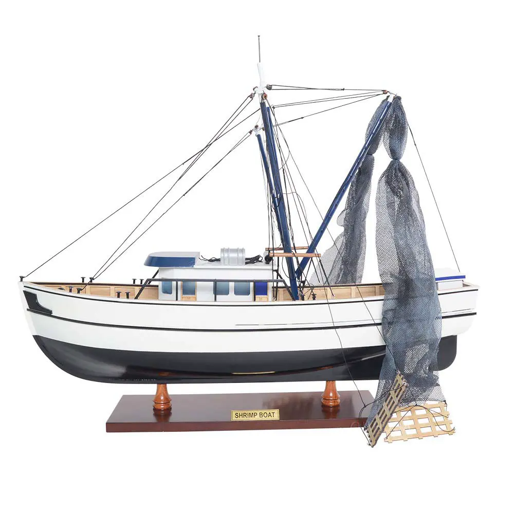 Old Modern Handicrafts - B044, Shrimp Boat Model, 25 x 13.5 x 22 Inches - Multicolored
