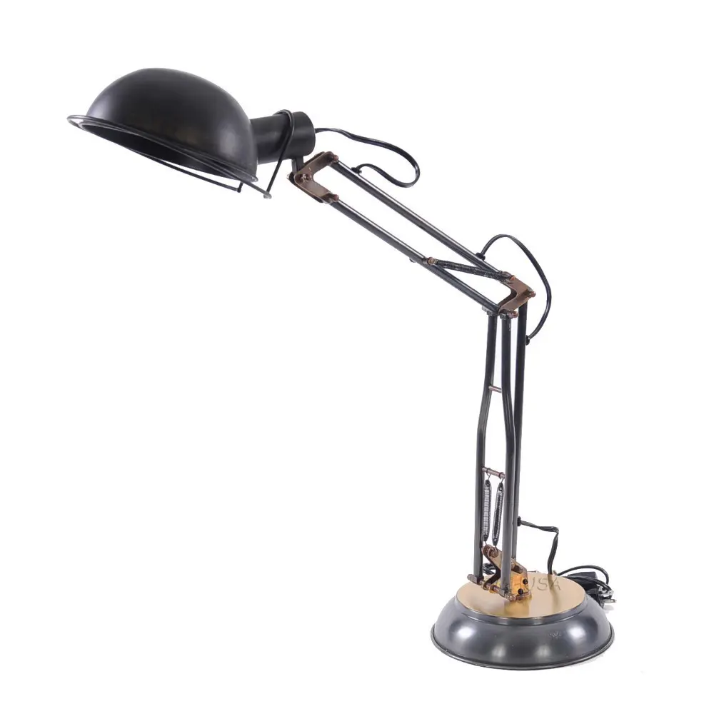 Old Modern Handicrafts - Brass Table Spring Lamp on Round Base Vintage Themed Brass Table Lamp - 14L x 8W x 33H Inches