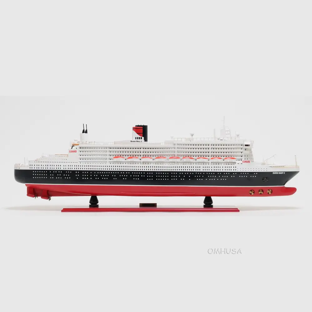 Old Modern Handicrafts - C028, Queen Mary Ii L Cruise Ship Model, 40 x 5.5 x 13 Inches - Multicolored