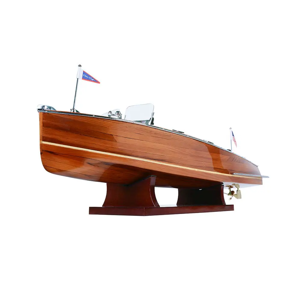 Old Modern Handicrafts - Christ Craft Triple Cockpit Speedboat Model - Medium - Made from Premium Quality Wood with Intricate Details - 24.0L x 6.8W x 7.0H Inches