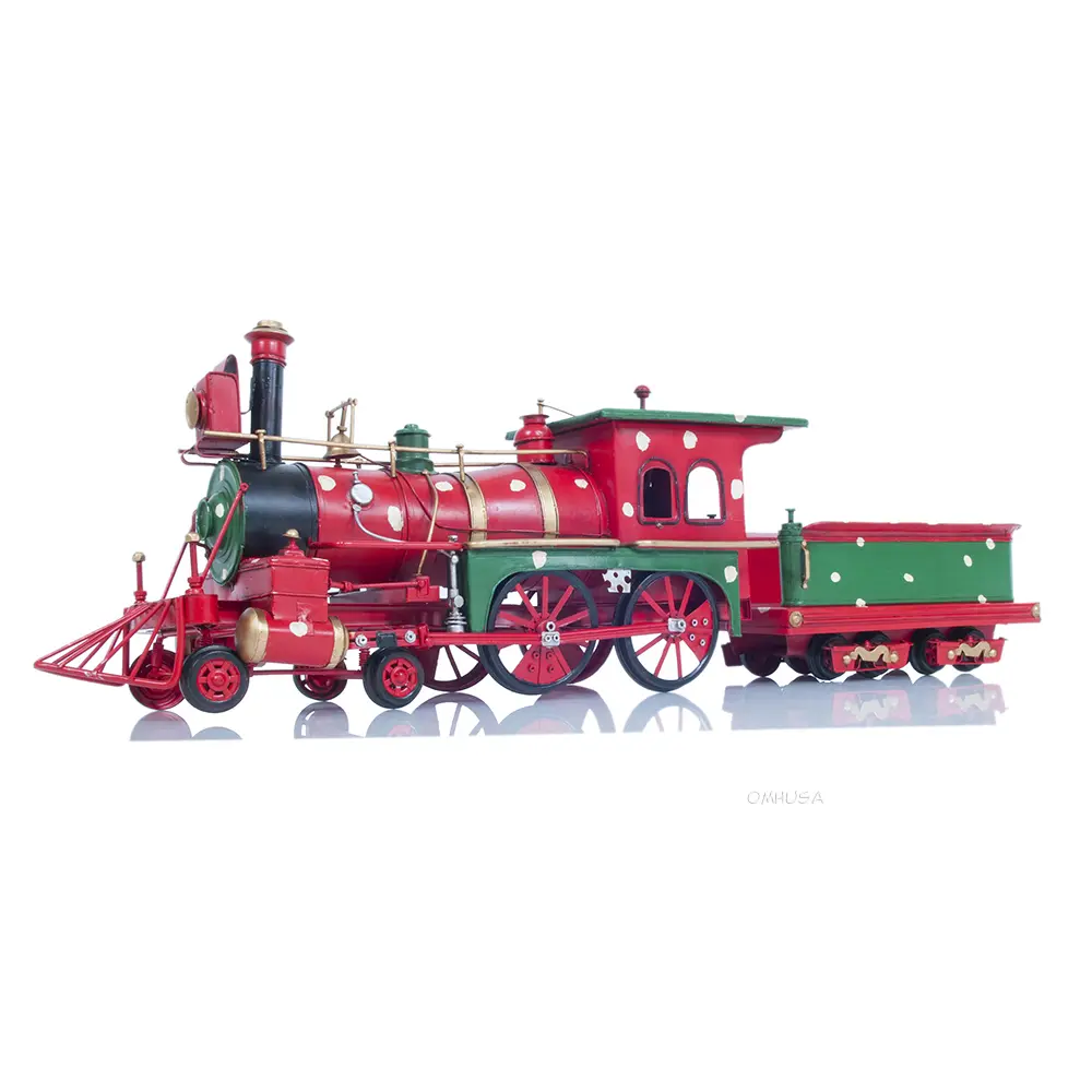 Old Modern Handicrafts - Christmas Train Model Scale Model with Vibrant Red Finish - 27.5" L x 6" W x 8.5" H Inches