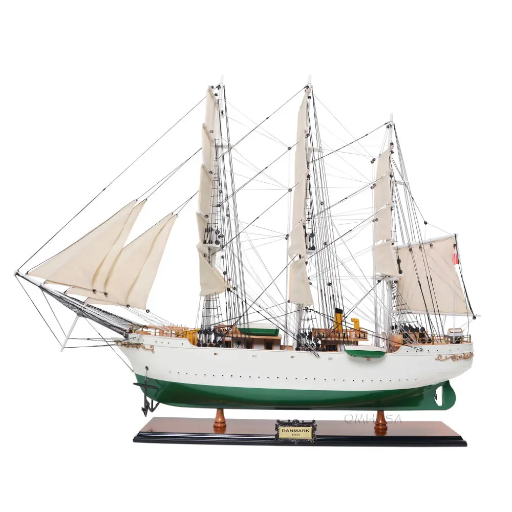 Old Modern Handicrafts - Danmark Tall Ship Model - Fully Assembled Museum Quality Wooden Ship Model - 34.5L x 12W x 25H Inches