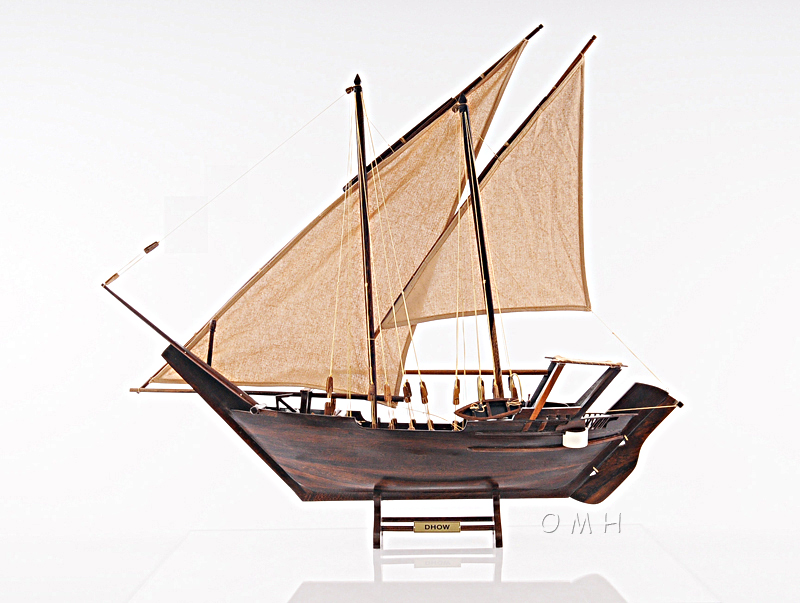 Old Modern Handicrafts - Dhow Wooden Ship Model Medium Fully Assembled Made from Premium Quality Wood - 30.5L x 5.0W x 26.5H Inches