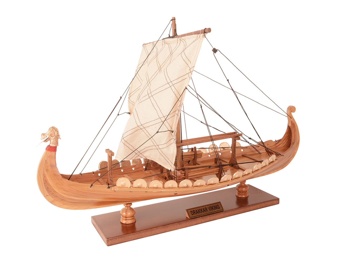 Old Modern Handicrafts - Drakkar Viking Boat Model with Legendary Hat Iconic Viking Longboat Handcrafted from Premium Hardwoods - 15L x 9W x 12.5H Inches