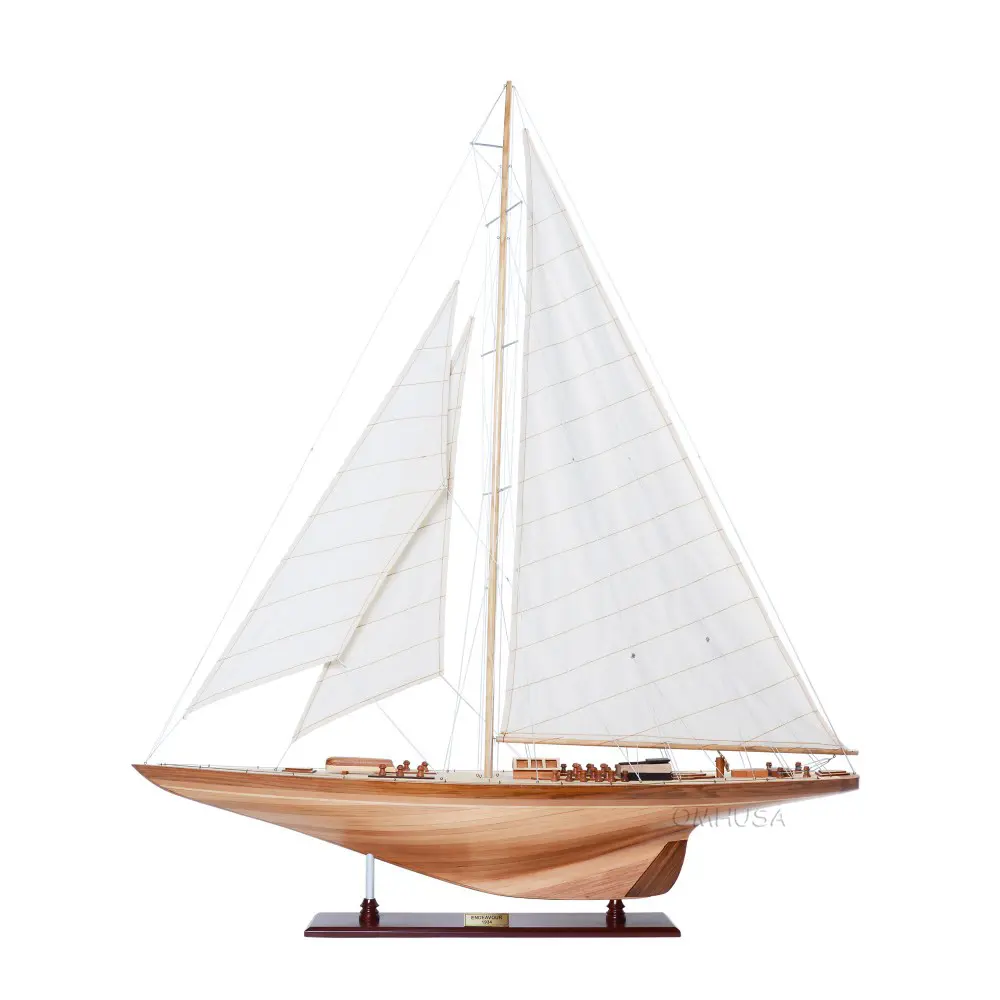 Old Modern Handicrafts - Endeavour 40 Inch Sailboat Model Boat Model Made from Premium Wood - Exquisite Nautical Décor for Home & Office - 40.0L x 8.0W x 48.5H Inches