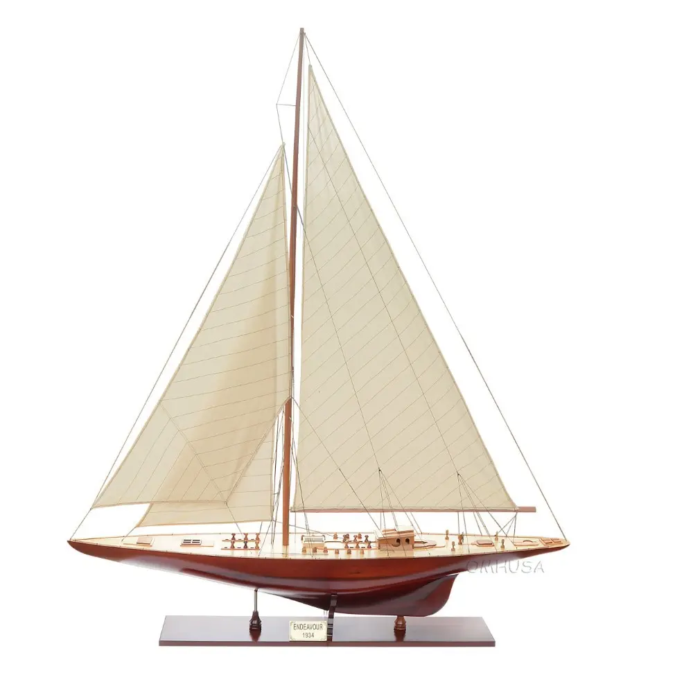 Old Modern Handicrafts - Endeavour XL Sailboat Model Wooden Model Boat Fully Assembled Exquisite Nautical Décor for Home & Office - 60.0L x 10.8W x 72.0H Inches