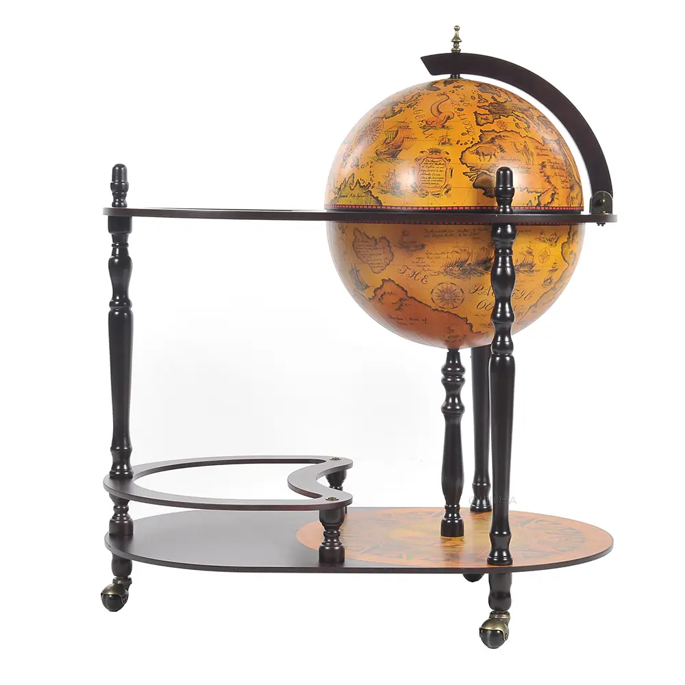 Old Modern Handicrafts - Globe Drink Trolley 16.5-Inches Red