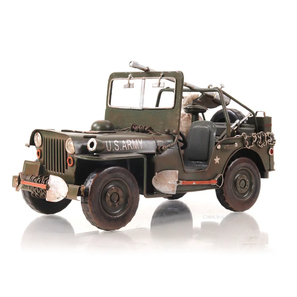 Old Modern Handicrafts - Green 1941 Willys - Overland Metal Jeep Model - 1:12 Scaled Car Model - 11.0L x 6.5W x 6.0H Inches
