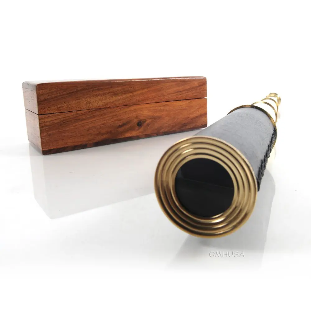 Old Modern Handicrafts - Handheld Telescope with Leather in Wood Box