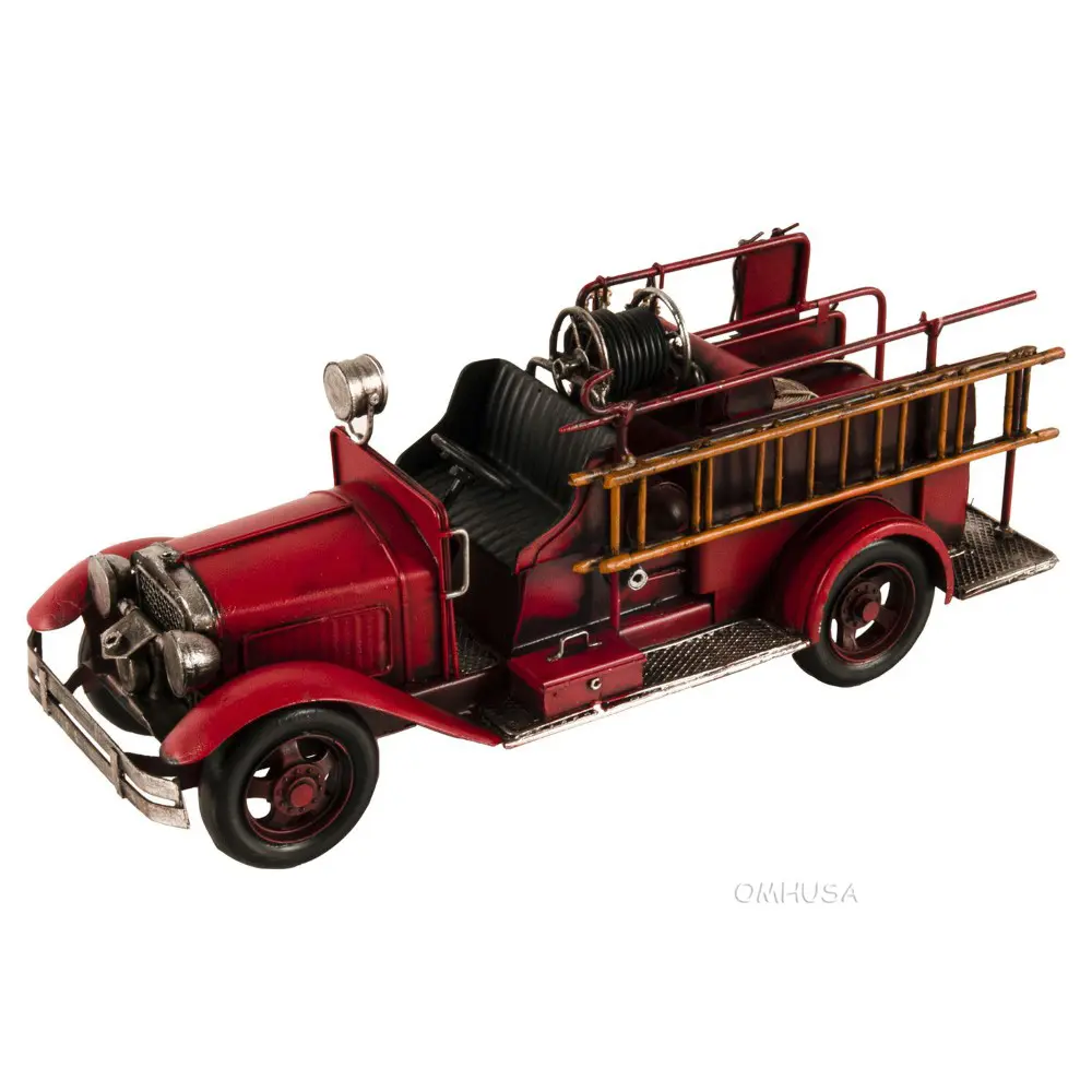 Old Modern Handicrafts - Handmade 1910s Classic Fire Engine Truck Model - Premium Quality Handcrafted Iron Truck Model Replica for Old-School Firefighter and Vintage Enthusiasts - 15 x 5.5 x 6 Inches
