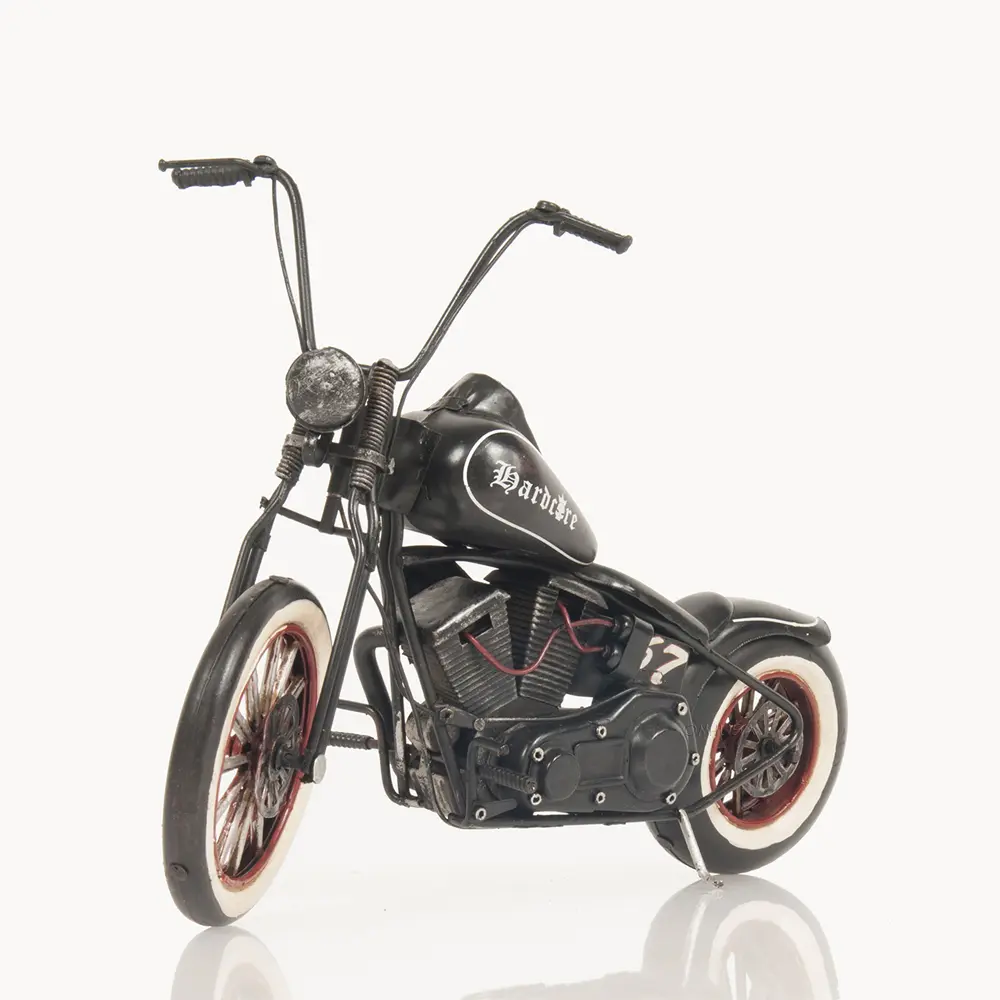 Old Modern Handicrafts - Hardcore 67 Chopper Motorcycle Model - Handmade Metal Model - 12.5L x 5.2W x 8H Inches
