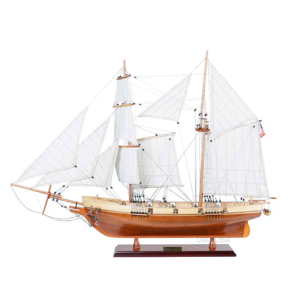 Old Modern Handicrafts - Harvey Ship Model - Handcrafted from Premium Quality Wood - 35L x 8.3W x 26H Inches