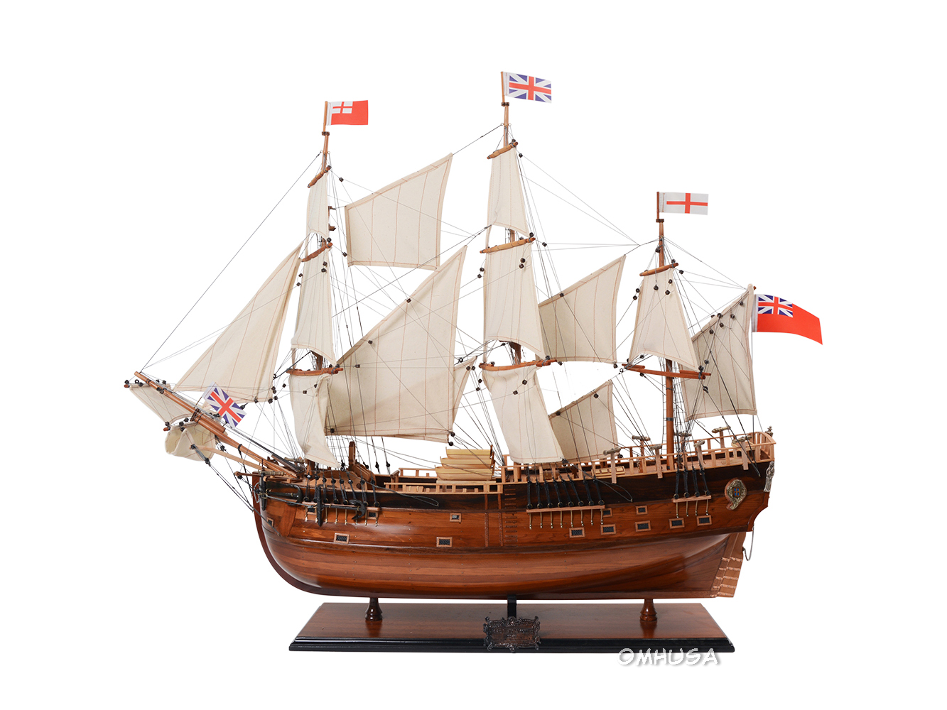 Old Modern Handicrafts -HMS Endeavour Fully Assembled Model Ship - Made from Premium Wood - 38.0L x 13.0W x 32.0H Inches