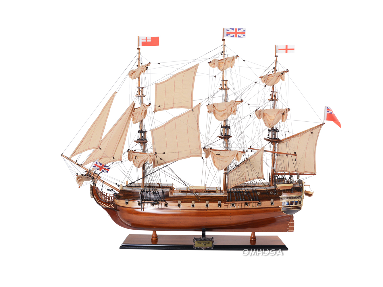 Old Modern Handicrafts - HMS Surprise Replica Fully Assembled Model Ship Museum Quality - 37.0L x 12.0W x 31.0H Inches