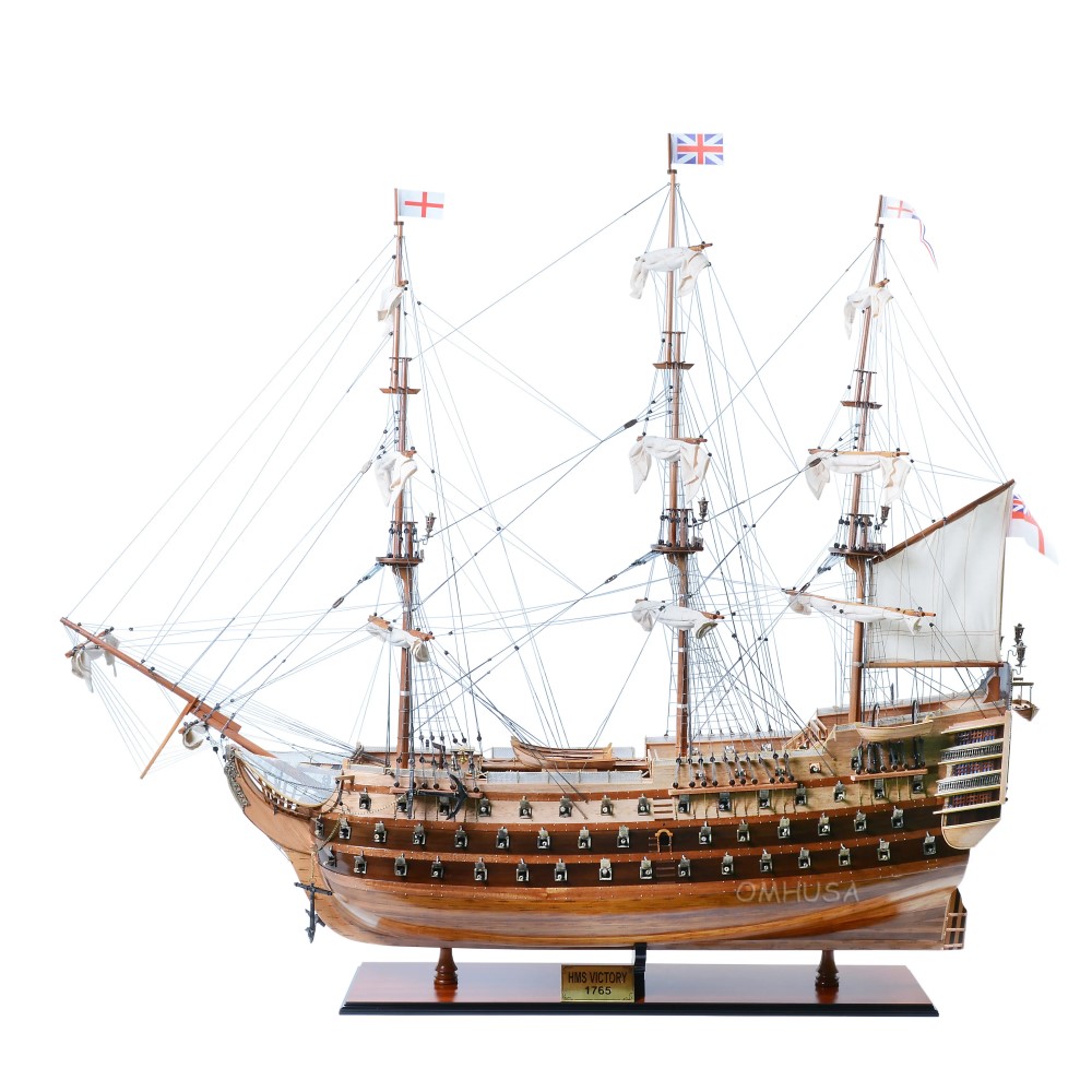 Old Modern Handicrafts - HMS Victory 56L with Display Case XL No Glass Fully Assembled Museum Quality - 65 x 23 x 75 inches