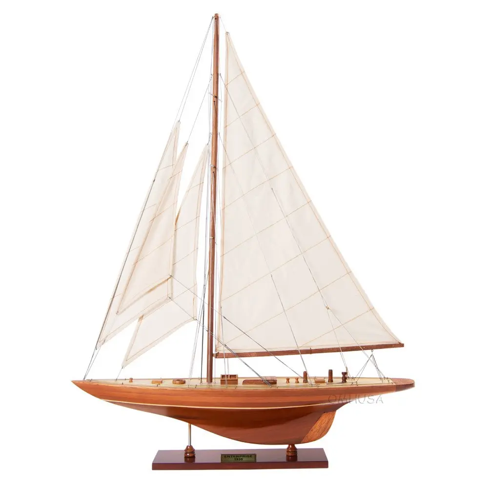 Old Modern Handicrafts - Our Enterprise Yacht Model Premium Quality Wood Model - Museum Quality Finish - 25.0L x 5.0W x 32.0H Inches