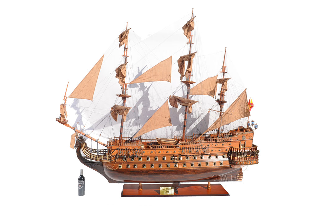 Old Modern Handicrafts - T068, San Felipe Xxl War Ship Model, 88 x 23.75 x 82 Inches - Multicolored