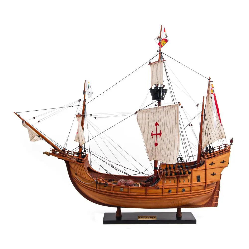 Old Modern Handicrafts - T306, Santa Maria Columbus Ship Model, 29 x 11.5 x 26 Inches - Multicolored