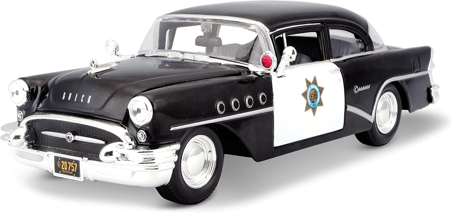 1955 Buick Century Police Car Black and White 1/26 Diecast Model Car by Maisto