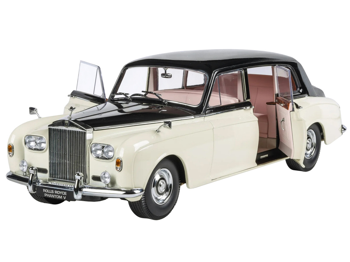 1965 Rolls Royce Phantom V Duotone Ivory White and Mason's Black 1/18 Diecast Model