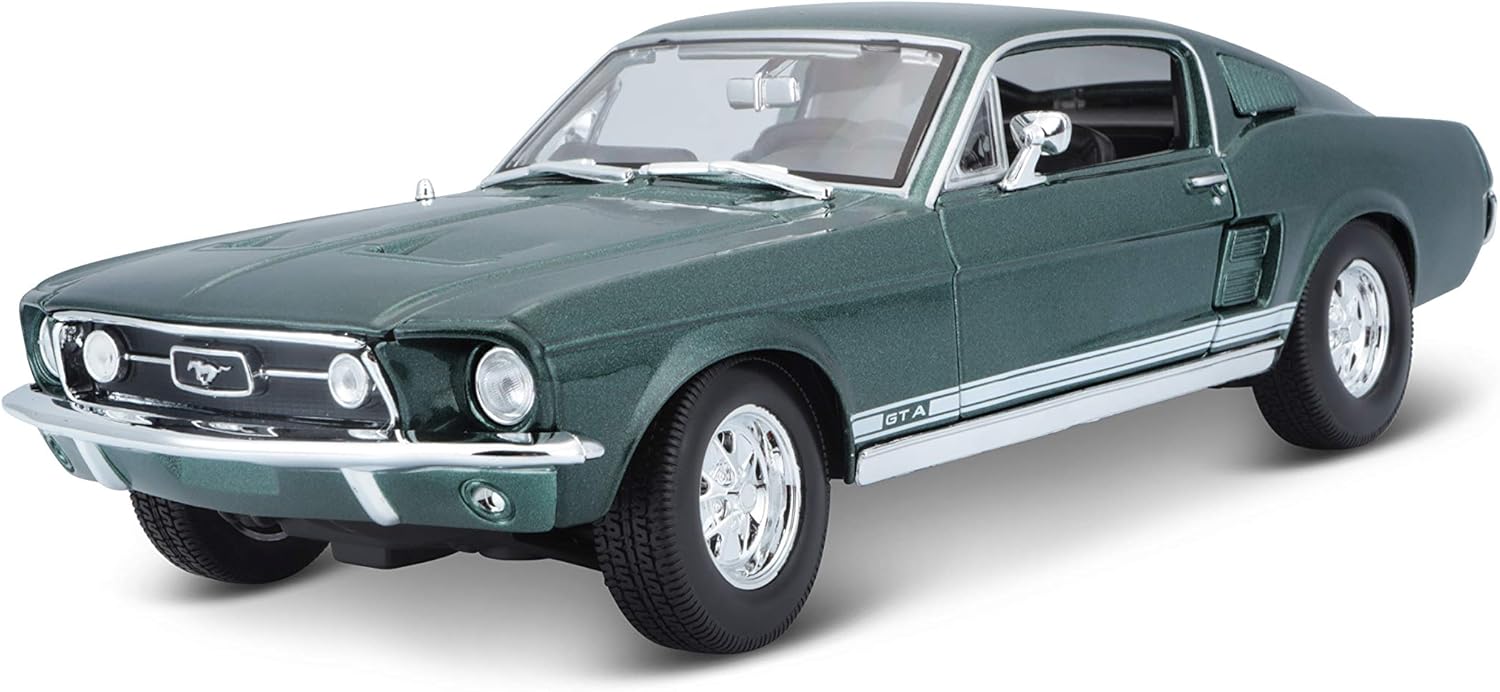 1967 Ford Mustang GTA Fastback Green Metallic with White Stripes 1/18 Diecast Model Car by Maisto