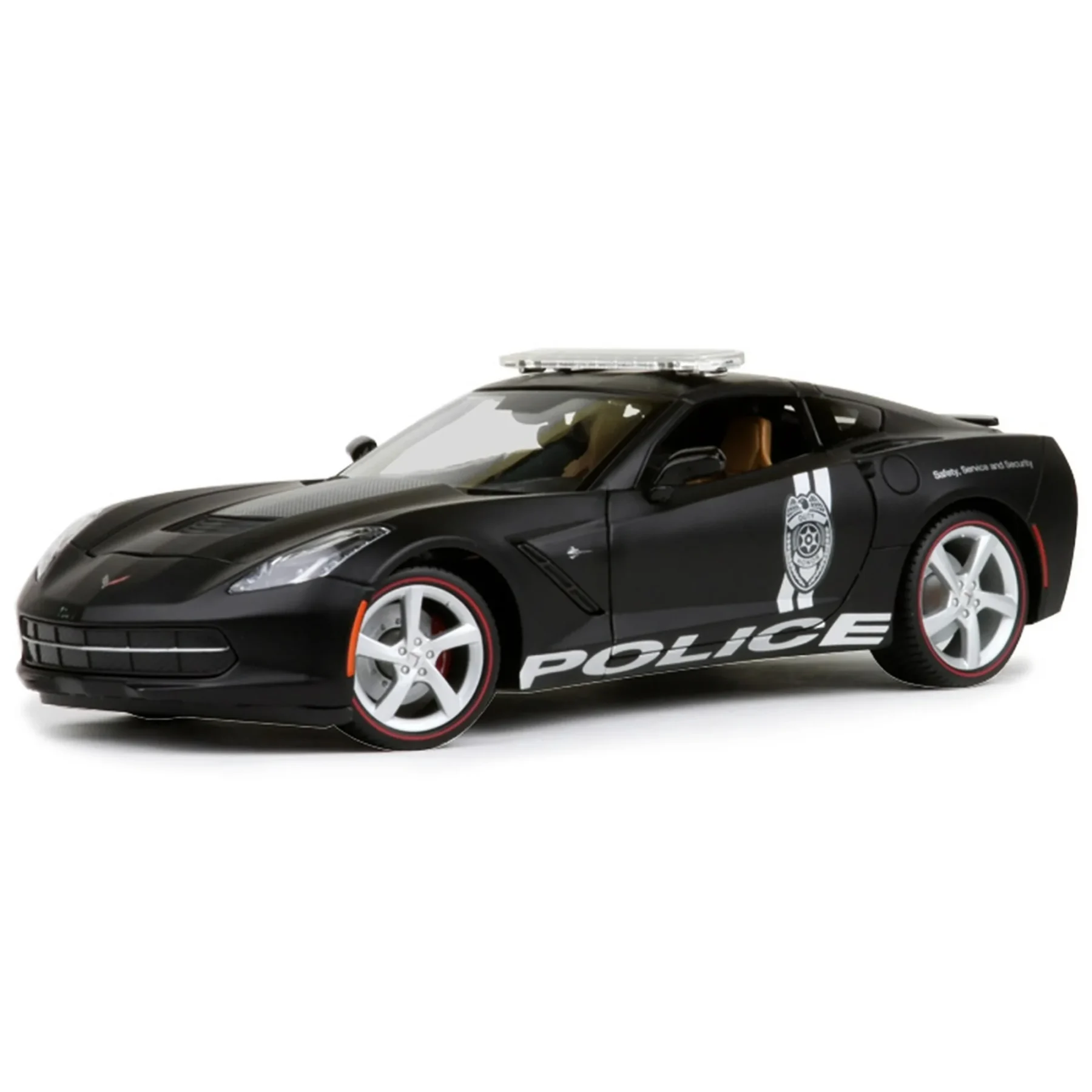 2014 Chevrolet Corvette C7 Stingray Police Matt Black 1/18 Diecast Model Car by Maisto