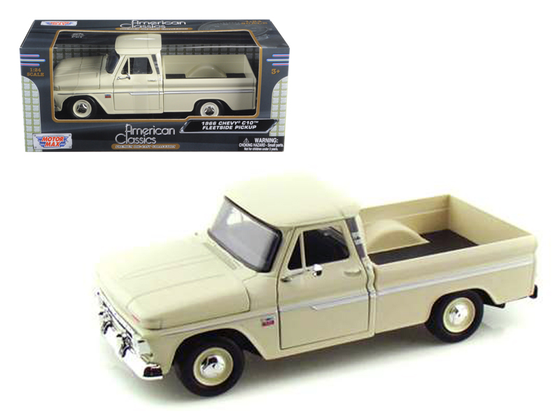 Motormax - 1966 Chevrolet C10 Fleetside Pickup Truck Cream 1/24 Diecast Model Car
