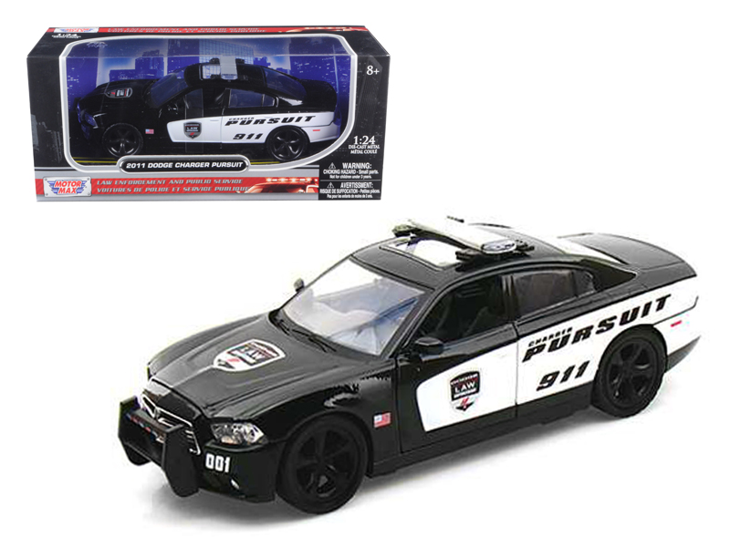 Motormax - 2011 Dodge Charger Pursuit Police Black and White 1/24 Diecast Model Car