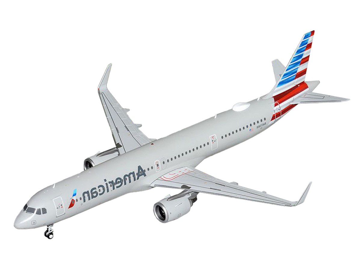 Airbus A321neo Commercial Aircraft "American Airlines" (N413AN) Gray with Striped Tail "Gemini 200" Series 1/200 Diecast Model Airplane