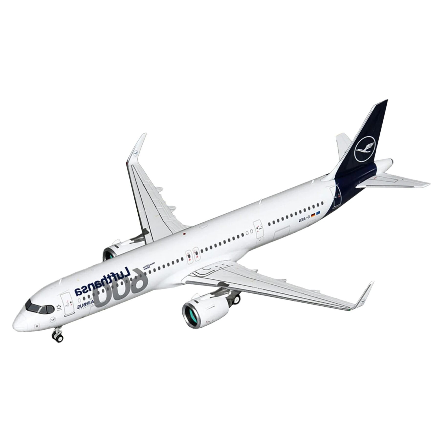 Airbus A321neo Commercial Aircraft "Lufthansa - 600th Airbus Aircraft" (D-AIEQ) White with Dark Blue Tail "Gemini 200" Series 1/200 Diecast Model Airplane by GeminiJets