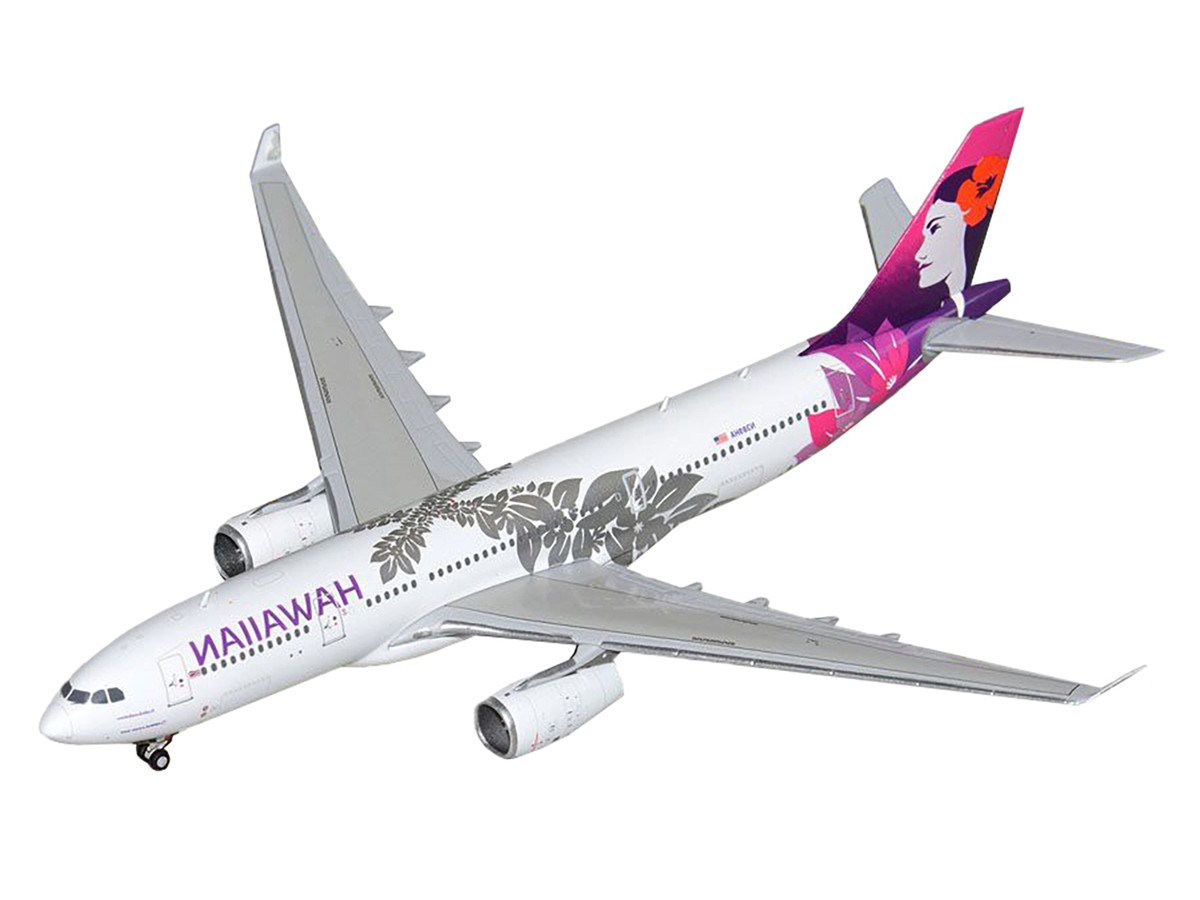 Airbus A330-200 Commercial Aircraft "Hawaiian Airlines" (N389HA) White with Purple Tail 1/400 Diecast Model Airplane by GeminiJets