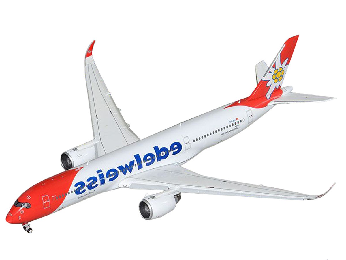 Airbus A350-900 Commercial Aircraft with Flaps Down Configuration "Edelweiss Air" (HB-IHC) White with Red Tail 1/400 Diecast Model Airplane
