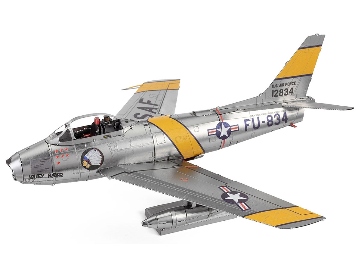 Metal Earth - Model Kit North American F-86 Sabre Fighter Aircraft "Jolley Roger" United States Air Force (Moderate Difficulty) Steel Model by Metal Earth