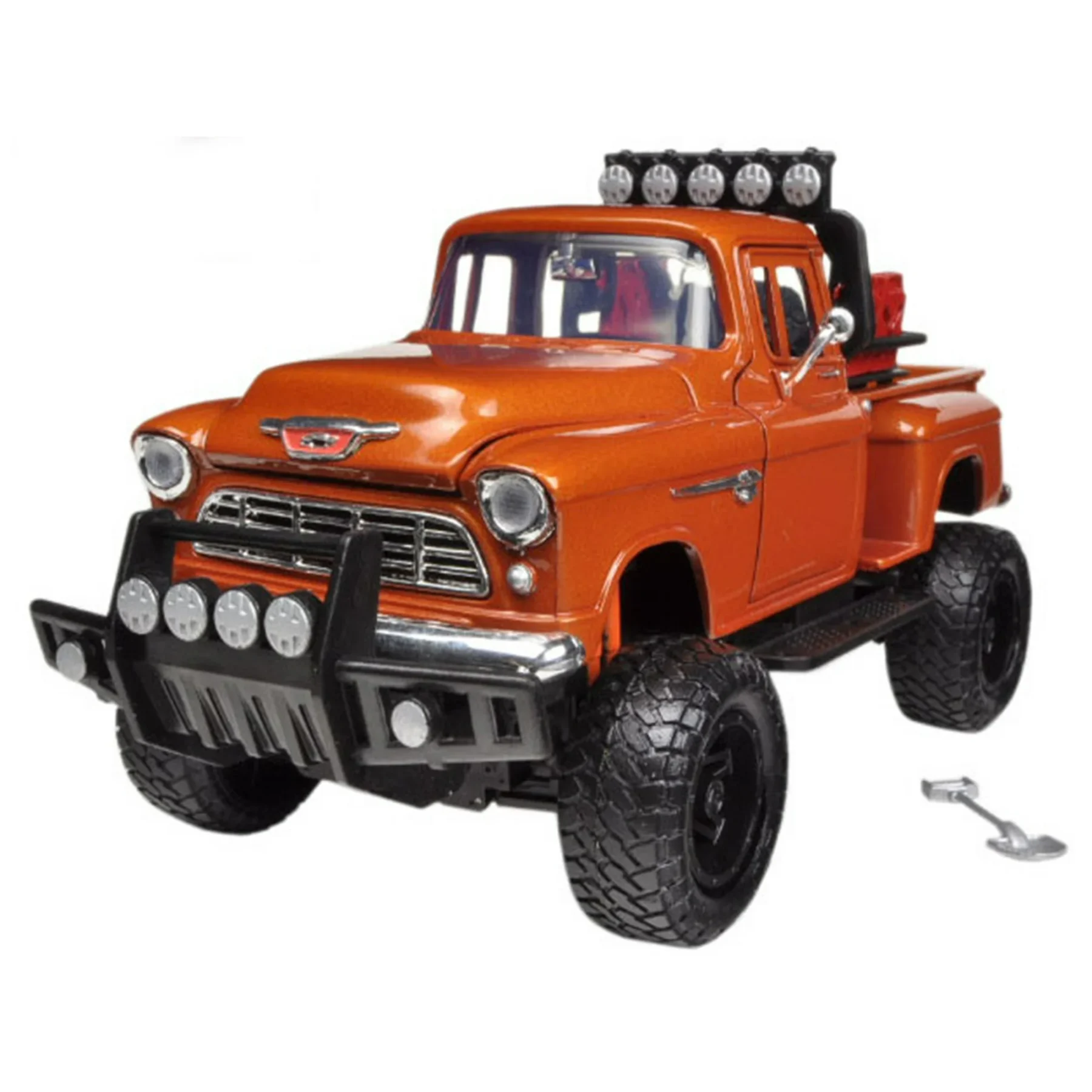 Motormax - 1955 Chevrolet 5100 Stepside Off-Road Pickup Truck Orange 1/24 Diecast Model Car