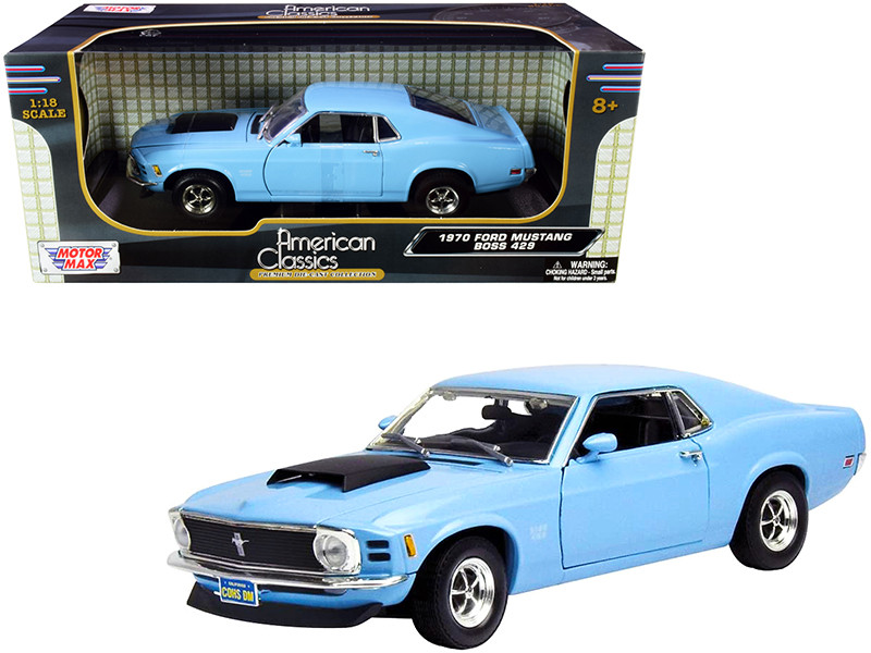 Motormax - 1970 Ford Mustang Boss 429 Light Blue 1/18 Diecast Model Car