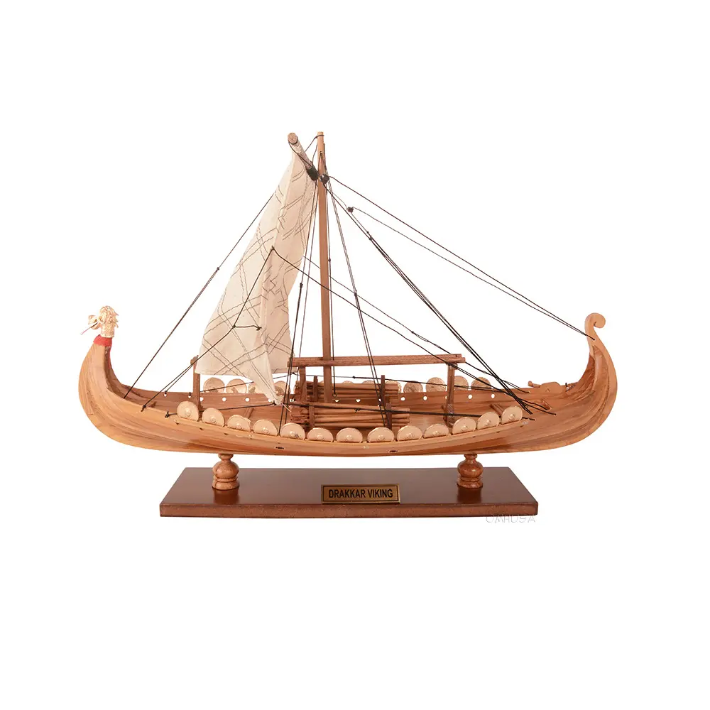 Old Modern Handicrafts - B036, Viking Small Ship Model, 15 x 9 x 12.5 Inches - Multicolored