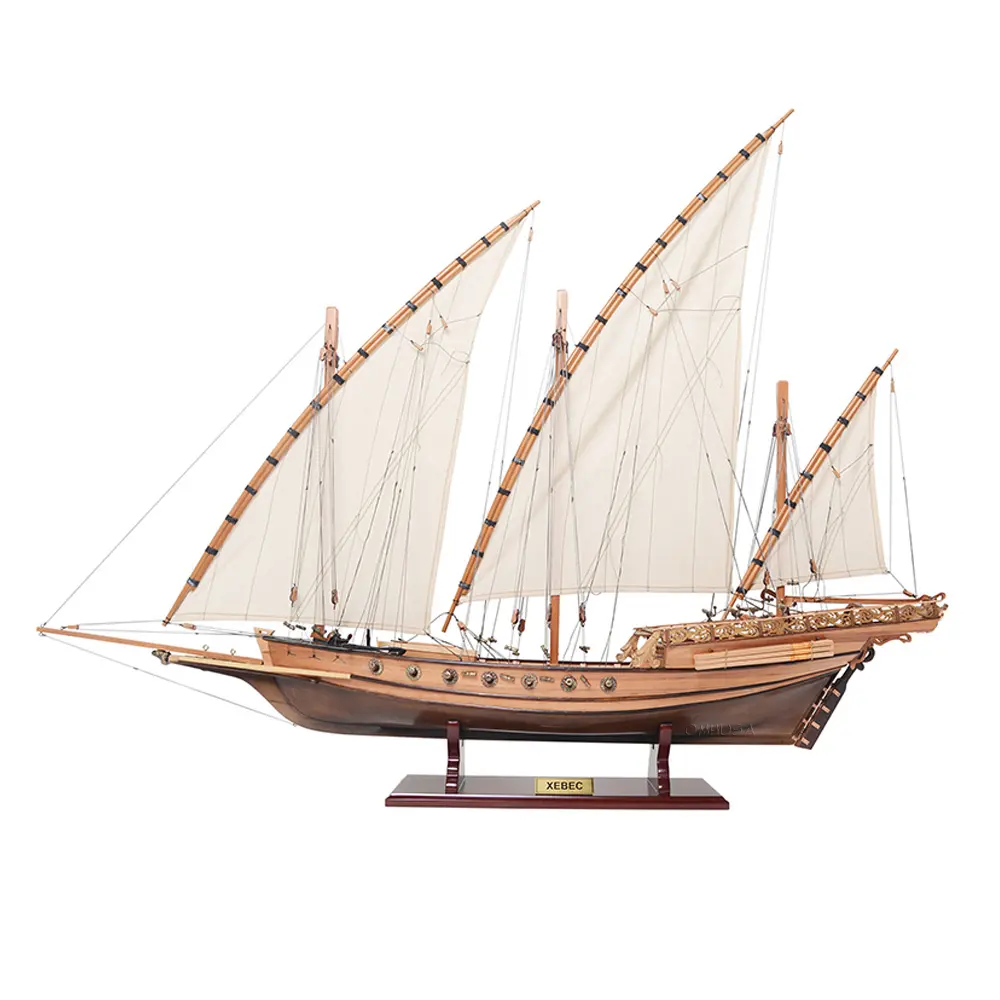 Old Modern Handicrafts - B058, Xebec Ship Model, 35 X 7 X 27 Inches - Multicolored