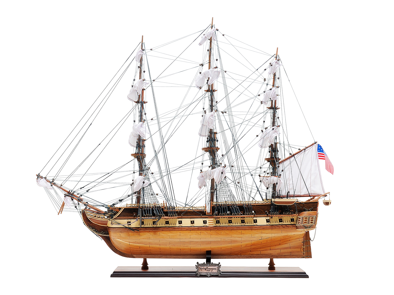 Old Modern Handicrafts - T012F2, Ultimate Uss Constitution Combo: A Model Ship And Classic Hat, 37 X 10.5 X 30.5 Inches - Multicolored
