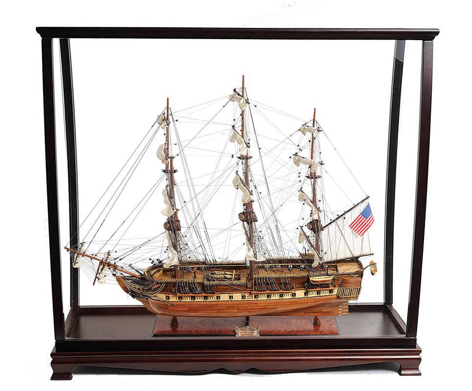 Old Modern Handicrafts - T097A, Uss Constitution Midsize With Display Case, 34 X 13 X 31.5 Inches - Multicolored